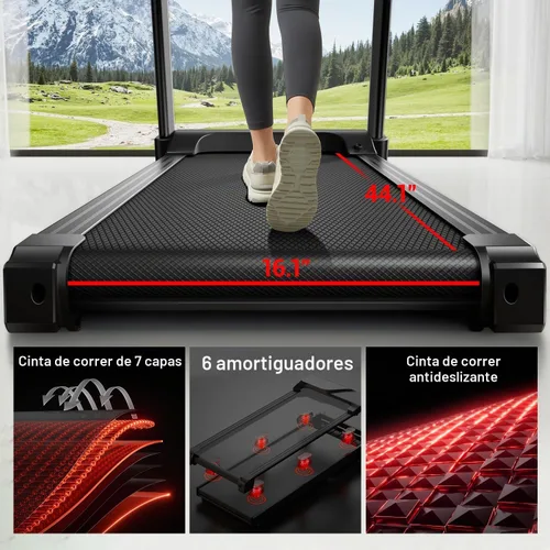 Vista 5 de UMAY Fitness 20% Treadmill with Auto Incline, Running Foldable Treadmills