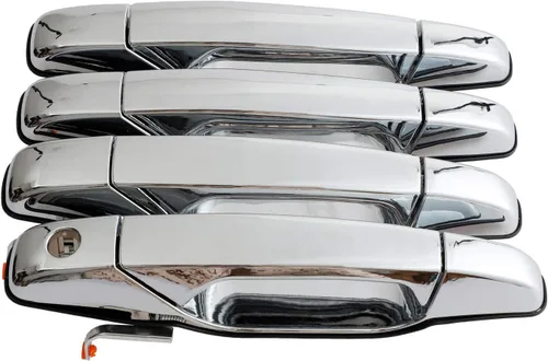 Vista 8 de Manija de Puerta Exterior Negra 4 Piezas Delantera Trasera Conductor y Pasajero Compatible con Cadillac Escalade 2007-2014 Chevy Avalanche Silverado