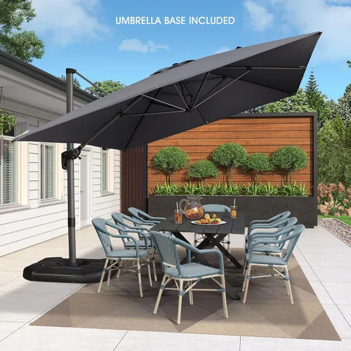 Vista 2 de PURPLE LEAF - Sombrilla de patio con base de 10 x 13 pies, gran espacio para piscina, color gris