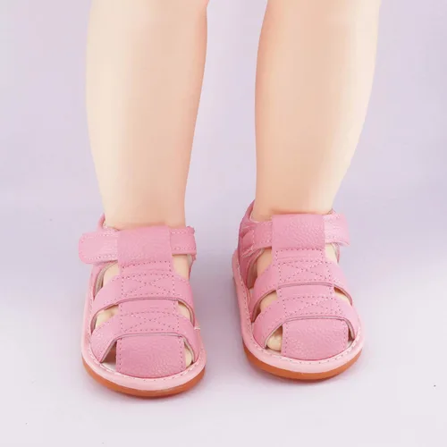 Vista 6 de WILLFUN Sandalias chirriantes de verano para bebé, niño, niña, suela de goma de primera calidad, puntera cerrada, antideslizantes, zapatos