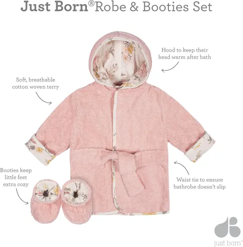 Vista 5 de JUST BORN Conjunto de bata de baño y botines unisex para bebé recién nacido