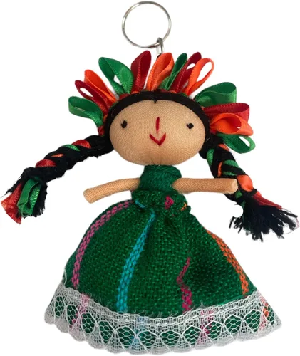 Vista 2 de MUNECA LELE - Juego de llaveros de muñeca mexicana hecha a mano, 10 piezas
