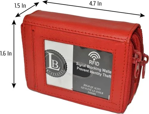 Vista 4 de Leatherboss - Cartera de piel con doble cremallera con seguridad RFID