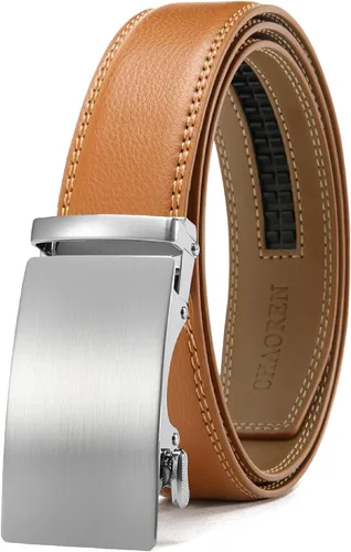 Vista 20 de CHAOREN - Cinturón para hombre - Cinturón de trinquete de cuero de 1 3/8 pulgadas para pantalones de vestir - Cinturón micro ajustable que se adapta