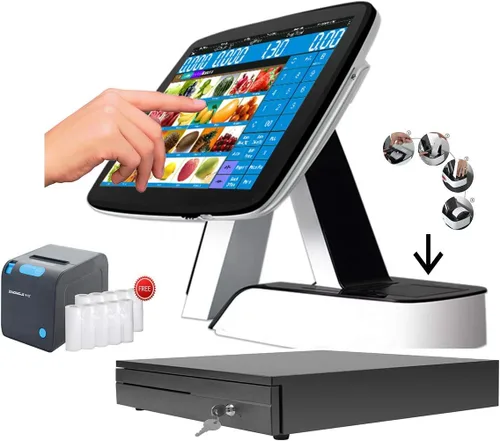 Vista 10 de Caja registradora con impresora térmica incorporada con software de sistema POS, cajón de efectivo, escáner de código de barras (minorista)