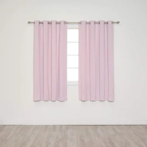 Vista 2 de Best Home Fashion Cortinas opacas con aislamiento térmico, ojales de acero inoxidable y níquel, color rosa bebé, 52 pulgadas de ancho x 63 pulgadas
