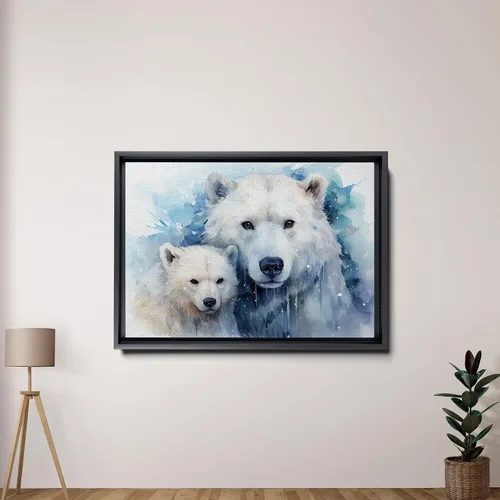 Vista 2 de Fox Mother Cub Prints, In The Style Of Stencil,Based, Ivory, Kids Wall Art, Kids Wall Art Display, Mom And Baby Animal Art Print, Wall Art, Home