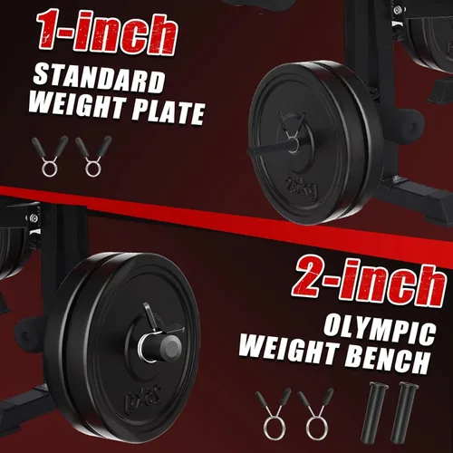 Vista 5 de MAIDOMA Foldable 1500LBS Capacity 8 IN 1 Weight Bench Set with Leg Extension/Squat Rack/Preacher Curl, Adjustable Bench Press for Home Gym Full Body