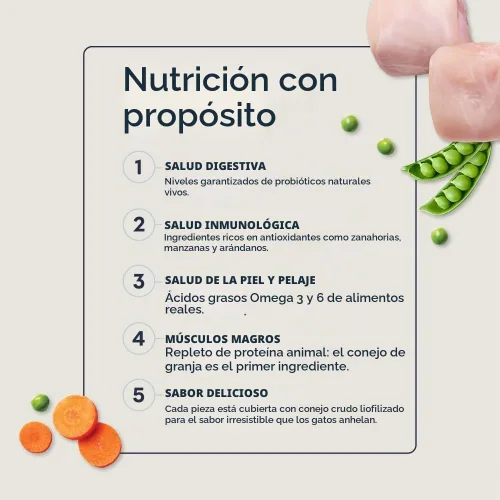 Vista 3 de Instinct Original - Alimento seco para gatos, Rabbit Croquetas crudas con conejo criado en granja para músculos fuertes, salud digestiva y piel