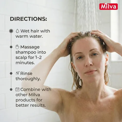 Vista 8 de Milva Champú con extracto natural de manzanilla - Da suavidad y brillo al cabello 6.8 fl oz por Milva Paraben-Free Formula, Silicone/Sulfate-Free