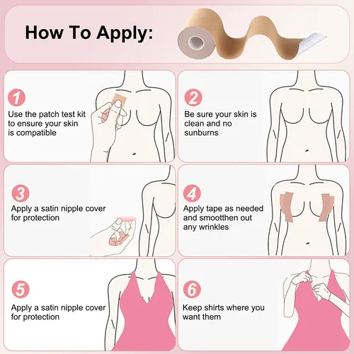 Vista 5 de Cinta adhesiva para senos, cinta para levantamiento de senos, cinta Bob para senos grandes, cinta transpirable de empuje, cinta corporal impermeable