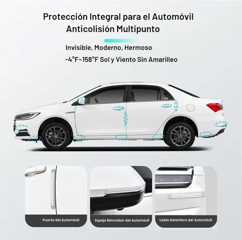 Vista 7 de Parachoques transparentes para muebles 4 unidades (2 largas y 2 cortas) - Almohadillas de pared protectoras de goma de silicona con respaldo