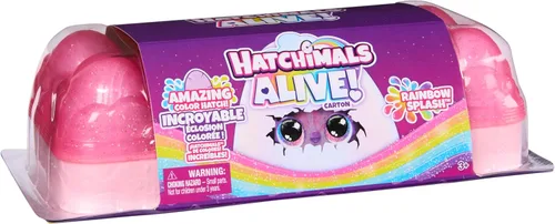 Vista 8 de Hatchimals Alive, Rainbow Splash Cartón de Huevos, 5 Mini Figuras en Huevos de Revelación de Color y 10 Accesorios, Regalos y Rellenos de Media