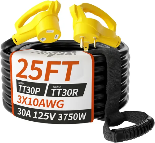 Vista 12 de PlugSaf NEMA 14-50P/14-50R 3 pies 50 Amp cable de extensión RV/EV para exteriores con mango de agarre, cable de alimentación RV STW flexible de 4