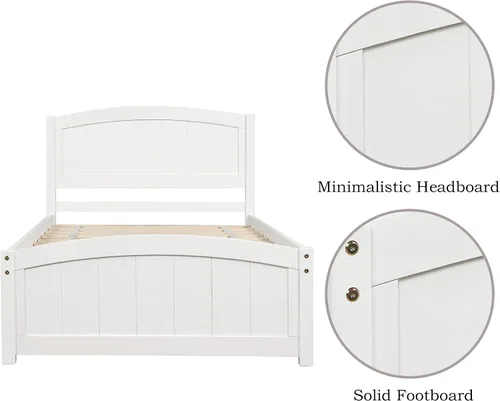 Vista 4 de Harper & Bright Designs Base de cama de plataforma individual, base de colchón y trineo con cabecero, estribo, soporte de listones de madera
