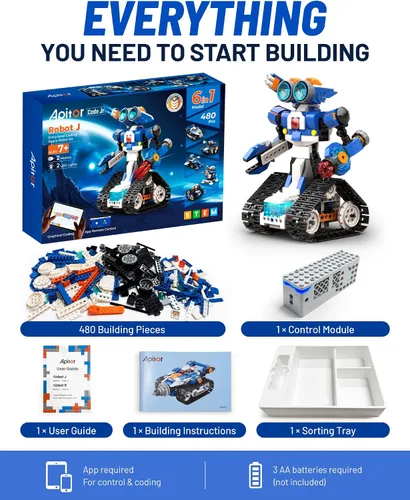 Vista 7 de Apitor STEM Robot Toy 6 en 1 Kit de construcción de robot para niños de 8 a 12 años, aplicación de control remoto, juguetes de codificación STEM