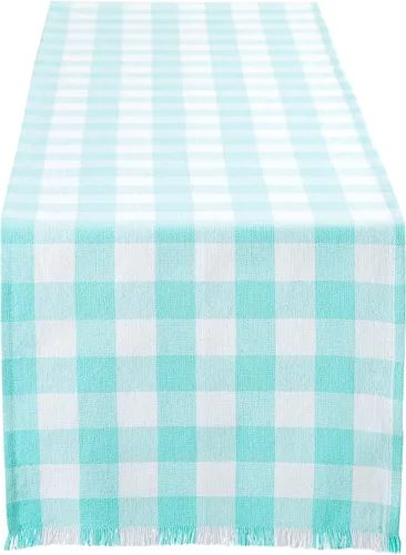 Vista 12 de DII Colección de Mesa a Cuadros Pesada con Flecos, Camino de Mesa, 14x72 pulgadas, Gris 2-Gris
