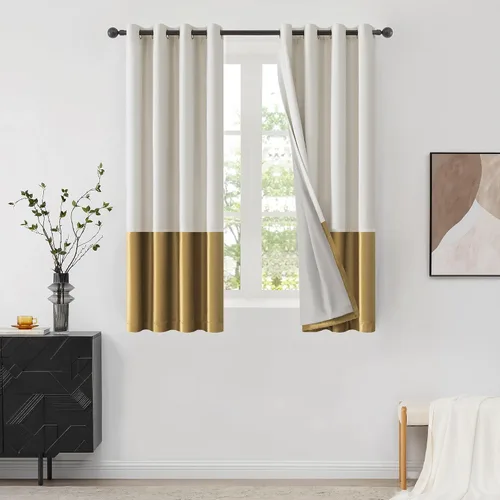 Vista 38 de BULBUL Cortinas de terciopelo 100% opacas negro oro, cortinas modernas con forro de 63 pulgadas de largo, cortinas térmicas con ojales para sala