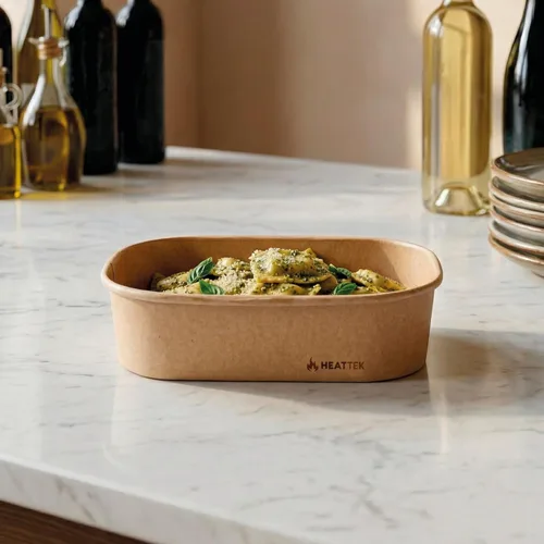 Vista 4 de Restaurantware Recipiente para llevar para microondas, 25 unidades, 16.9 onzas, caja de alimentos apta para horno, diseño resistente Kraft
