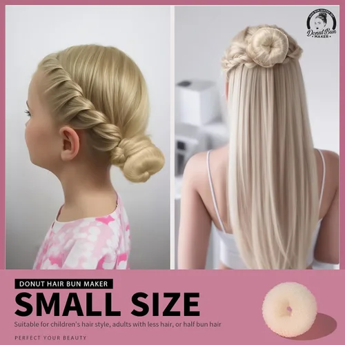 Vista 5 de Teenitor 4 piezas para hacer moños de pelo en forma de dona (extra grande, grande, mediano, pequeño) con horquillas para el cabello, 20