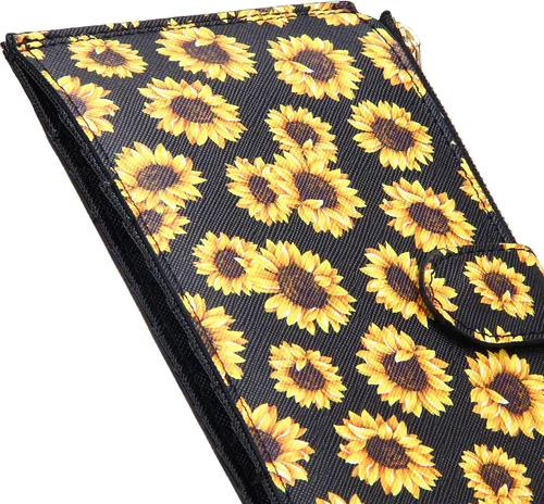 Vista 6 de Badiya Billetera para mujer con bloqueo RFID, con patrón de múltiples tarjeteros, B-Flower-Sol-Flor A, Moderno