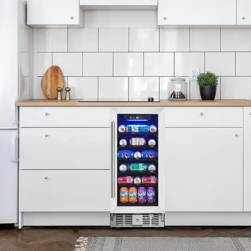 Vista 6 de Towallmark Refrigerador de bebidas, refrigerador de bebidas de 3.2 pies cúbicos Capacidad de 115 latas, enfriador de bebidas pequeño con compresor