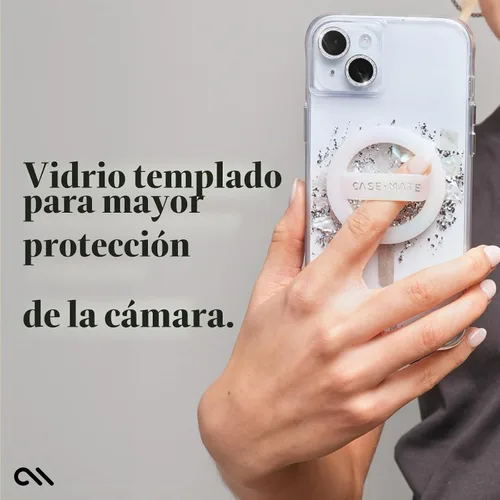 Vista 6 de Case-Mate Protector de lente de cámara con anillos parpadeantes para iPhone 15 / iPhone 15 Plus - Doble vidrio templado - Duradero, antiarañazos