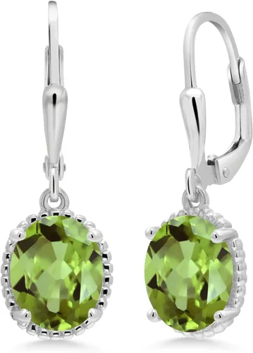 Vista 7 de Gem Stone King Aretes colgantes de gota para mujer, plata de ley 925, piedra natal ovalada de 0.354 x 0.276 in, joyería fina, regalos para ella