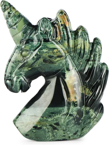 Vista 13 de Artistone Estatua de unicornio de cristal de amatista de 3 pulgadas, piedra preciosa tallada a mano, piedra de caballo de unicornio morado, figuras