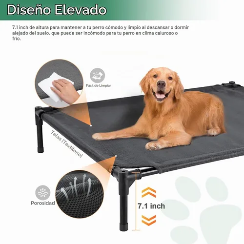 Vista 4 de Cama para perros para exteriores con toldo, cuna elevada, hasta