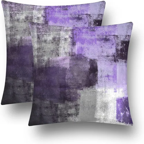 Vista 7 de Almohadas de terciopelo decorativas abstractas de color azul y gris, fundas de almohada de 16 x 16 pulgadas Juego de 2, azul marino, gris, fundas