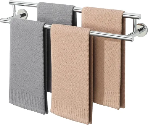 Vista 10 de Alise Toallero doble de níquel cepillado, toallero de 16 pulgadas para baño montado en la pared, toallero de baño de acero inoxidable SUS304