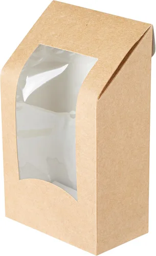 Vista 13 de Restaurantware Cajas de papel para llevar - 1 ventana - Kraft - Ángulo - Caja de 50 ct