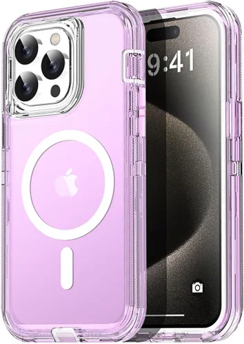 Vista 24 de AICase Funda transparente para iPhone 16e/13/iPhone 14, compatible con MagSafe 3 en 1, resistente protección contra caídas, cuerpo completo, a