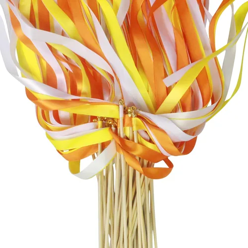 Vista 9 de Varita de cinta amarilla – 40 piezas de cinta de envío de boda con campanas doradas, varita de deseos de hada, varitas agitando para niñas 115-02