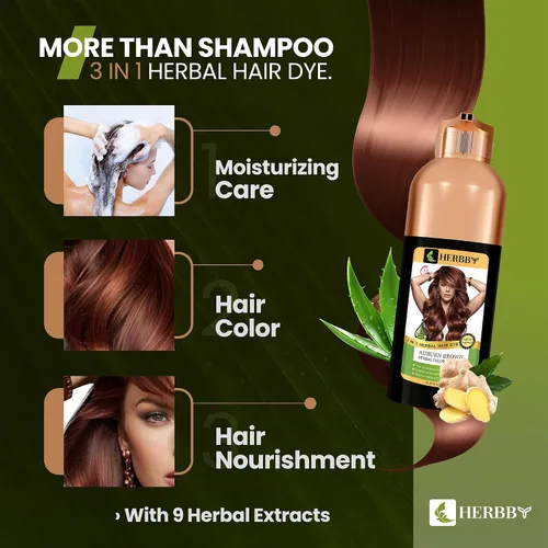 Vista 9 de HERBBY Champú con color para cabello gris para cobertura y transformación del color con 9 extractos herbales – De larga duración (6-8 semanas)