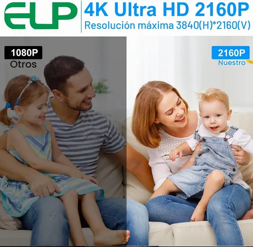 Vista 3 de ELP Cámara USB 4K con micrófono Zoom manual Cámara web de 0.197-1.969 in de enfoque variable Cámara de PC para computadora UVC USB2.0 Cámara web