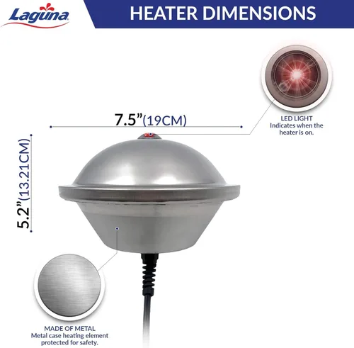 Vista 2 de Laguna PowerHeat - Calentador de estanque de 500 vatios para estanques al aire libre con peces