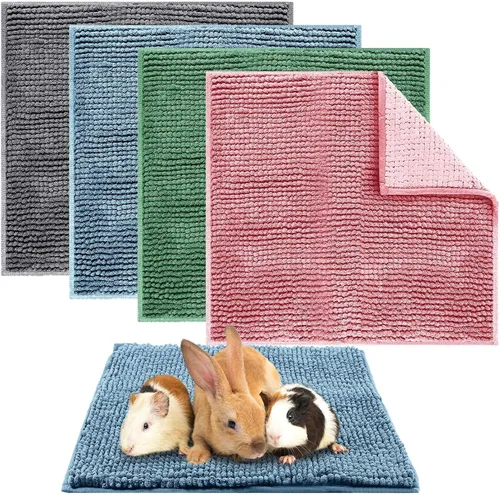 Vista 10 de Amylove 4 piezas de forro para jaula de conejillo de indias, ropa de cama para conejillo de indias, alfombrilla para puerta de perro para patas