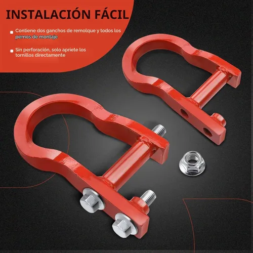 Vista 7 de A-Premium Par (2) Juego de ganchos de remolque delanteros compatibles con Chevrolet Chevy Silverado 1500 2007-2019, GMC Sierra 1500 2007-2019, rojo