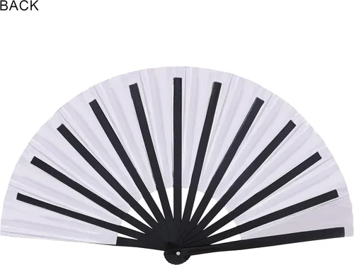 Vista 3 de Gionforsy 1pcs Rave Hand Fan Bamboo Holding Hand Fan Ventilador grande plegable con tela de color brillante ventilador plegable para festival (negro)