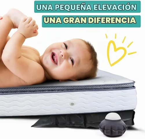 Vista 4 de Almohada inflable en forma de cuña para alivio de cólicos en bebés – Cuña para dormir de bebé totalmente ajustable para ayudar con el reflujo ácido