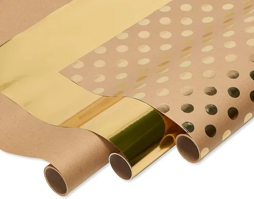 Vista 9 de American Greetings - Rollos de papel de regalo navideño Kraft Vintage, papel de regalo de fiesta navideña Kraft en negro, blanco y marrón