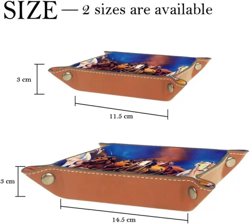 Vista 4 de Desheze Watercolor Running Horse Leather Storage Box Foldable for Watch Key Coin