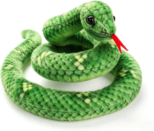 Vista 16 de Peluche de serpiente, animal de serpiente de peluche, serpientes de juguete pequeñas de 27 pulgadas para niños, animales de peluche gigantes, Negro