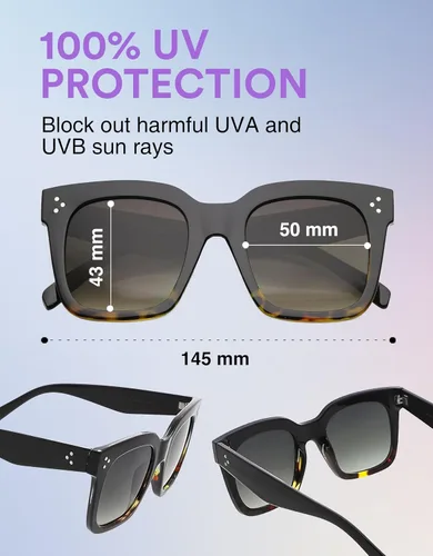 Vista 22 de zeroUV - Gafas de sol cuadradas retro de moda de gran tamaño para mujer estilo vintage 1.969 pulgadas