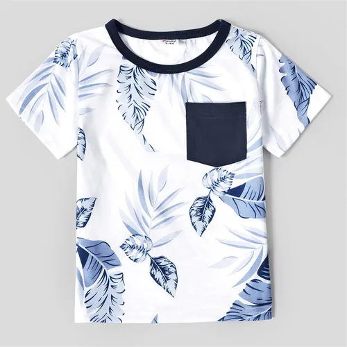 Vista 5 de PATPAT Conjunto de vestidos a juego para la familia, para la playa, para mamá y yo, con estampado floral tropical, vestido largo y camisas
