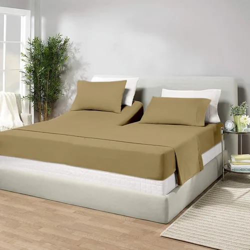 Vista 19 de Juego de sábanas de algodón de 600 hilos tamaño Queen dividido para base de cama ajustable, juego de sábanas de 4 piezas con bolsillo profundo