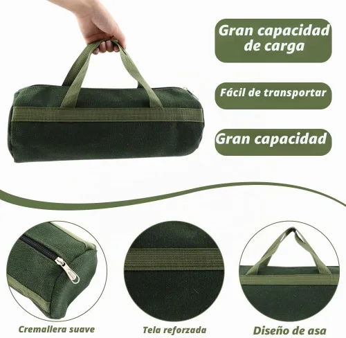 Vista 4 de Bolsa de herramientas, organizador de herramientas portátil de lona multiusos, bolso de mano de almacenamiento resistente con fondo robusto, bolsas