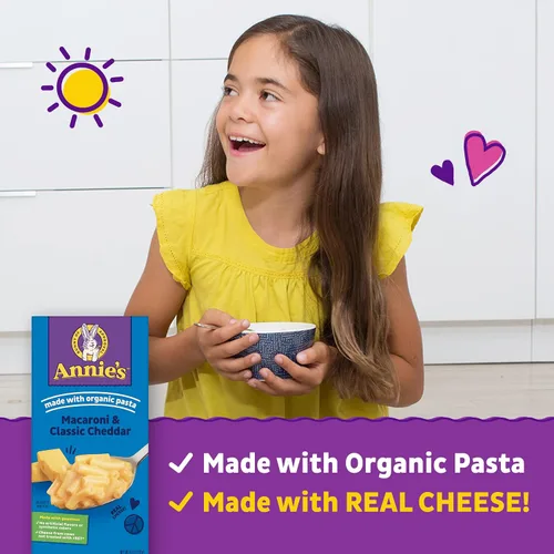 Vista 4 de Annie's Homegrown Caracolitos con queso cheddar suave, macarrones y queso natural caja de 6 onzas